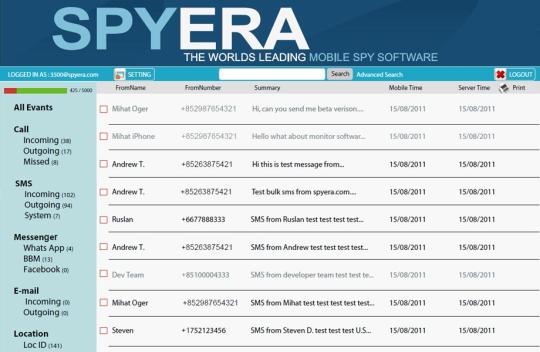Отслеживание звонков с помощью SpyEra